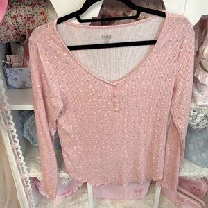 PINK Victoria's Secret Light Pink Ribbed Blouse